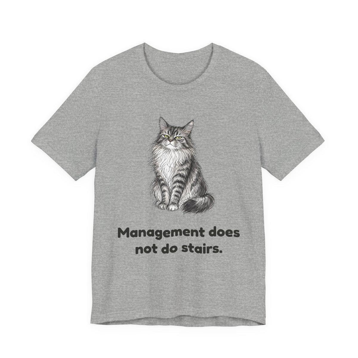 Management Does Not Do Stairs — Funny Maine Coon Cat T-Shirt