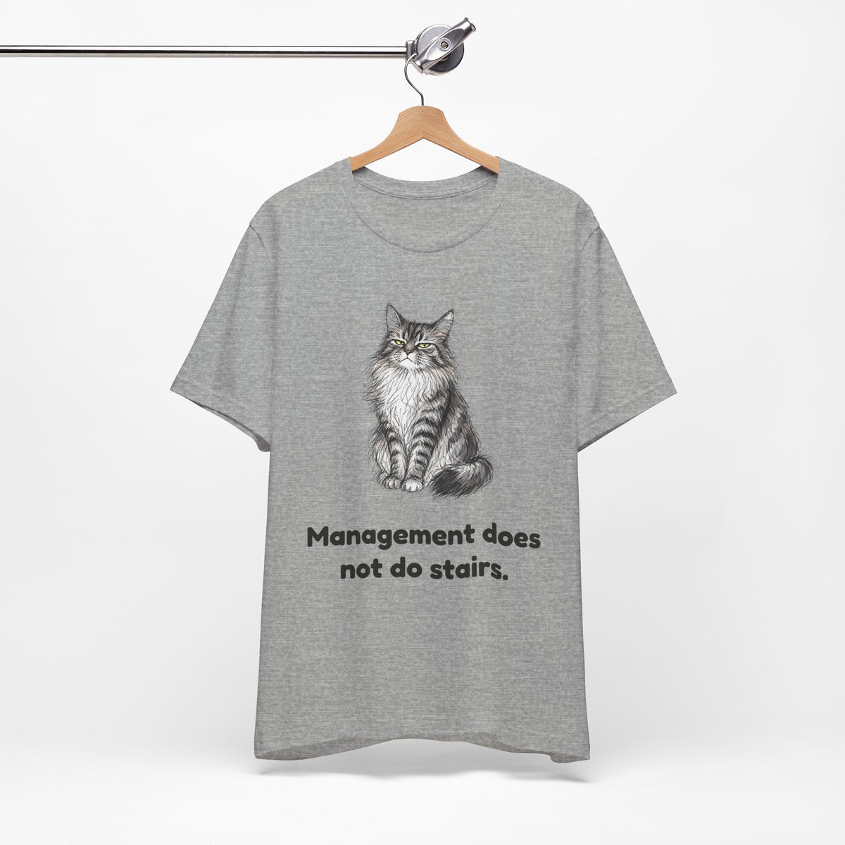 Management Does Not Do Stairs — Funny Maine Coon Cat T-Shirt