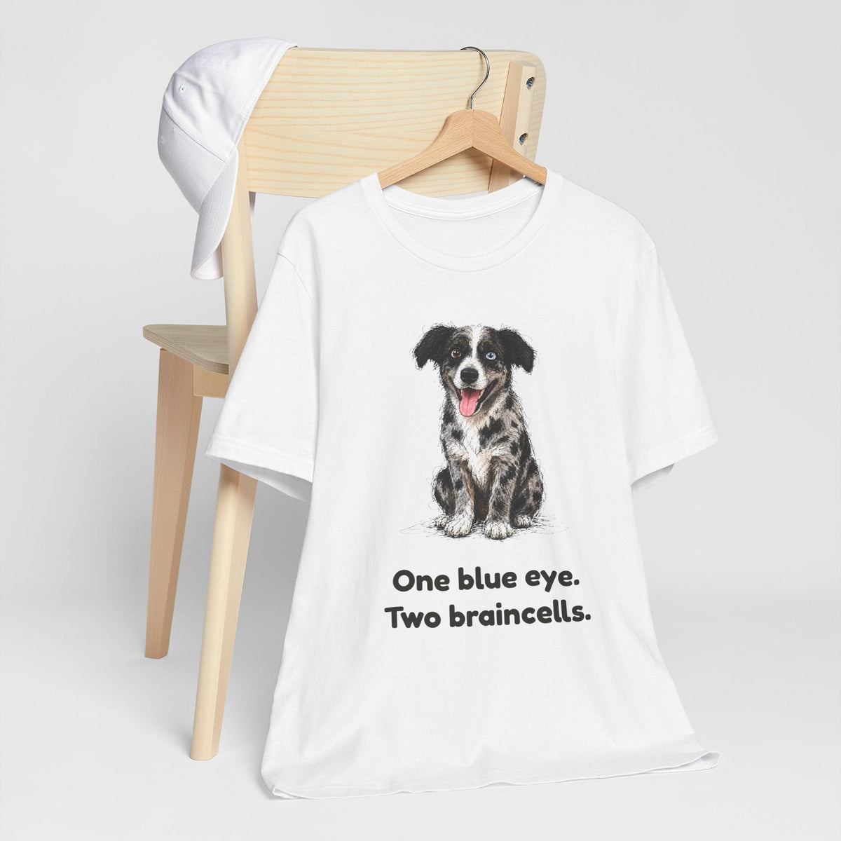 One Blue Eye. Two Braincells. — Funny Heterochromia Dog T-Shirt