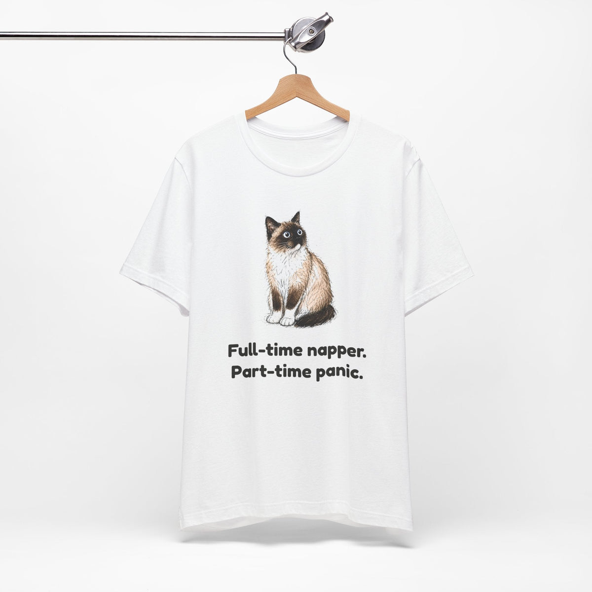 Full-Time Napper. Part-Time Panic. — Funny Snowshoe Cat T-Shirt