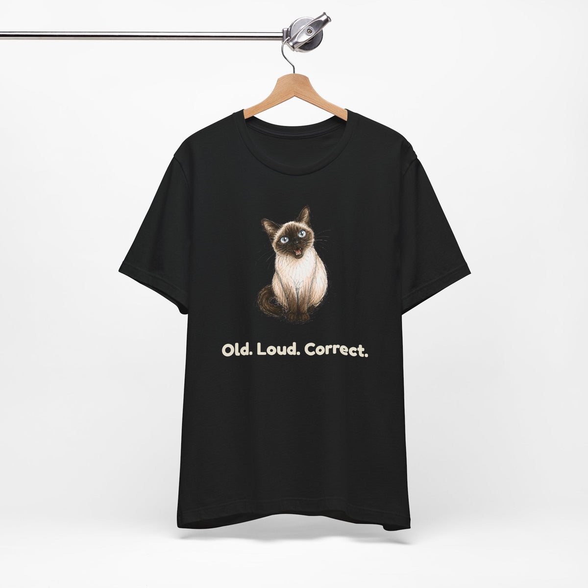 Old. Loud. Correct. — Funny Senior Siamese Cat T-Shirt