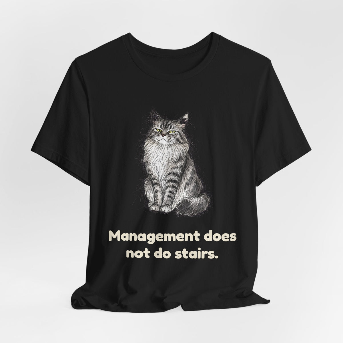 Management Does Not Do Stairs — Funny Maine Coon Cat T-Shirt