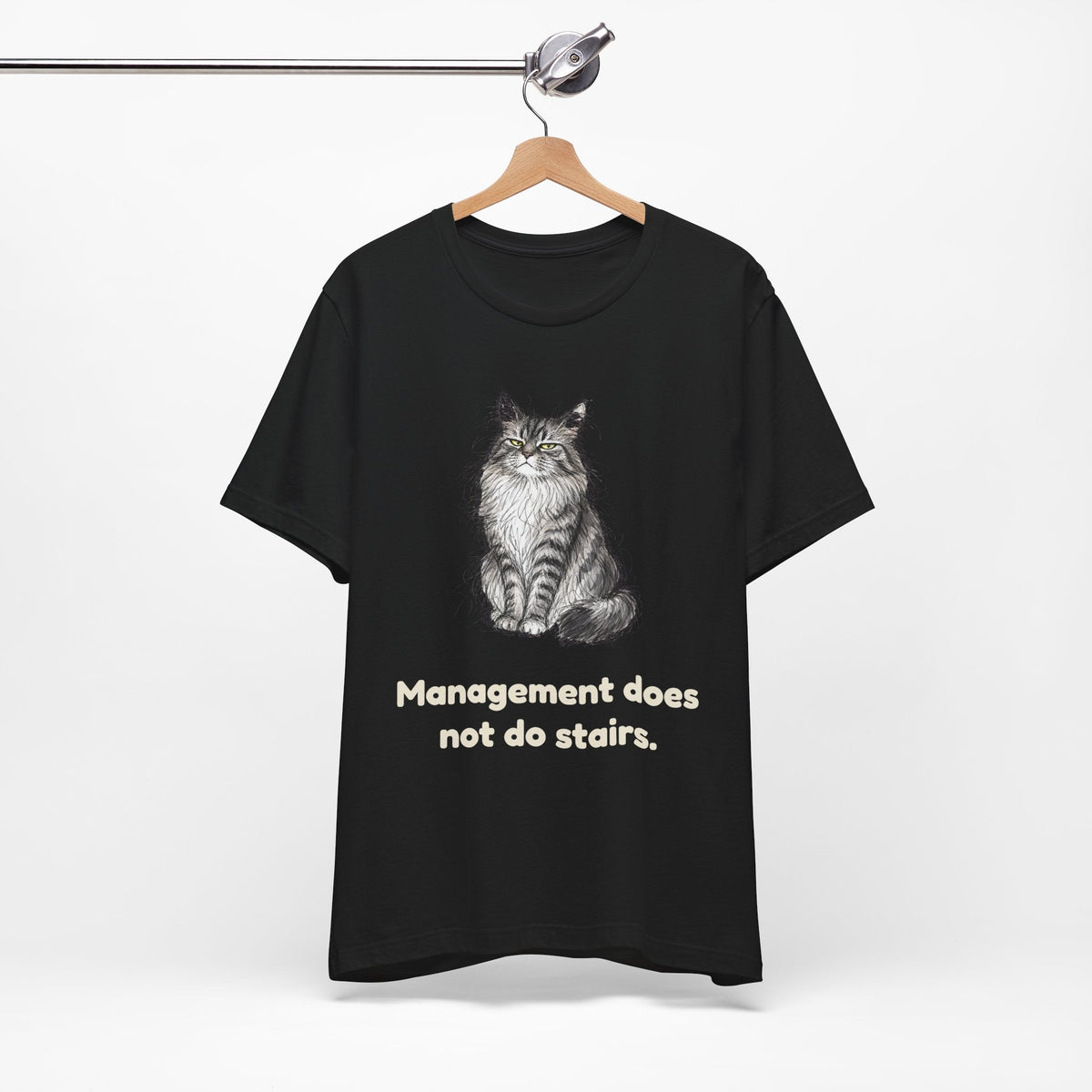 Management Does Not Do Stairs — Funny Maine Coon Cat T-Shirt