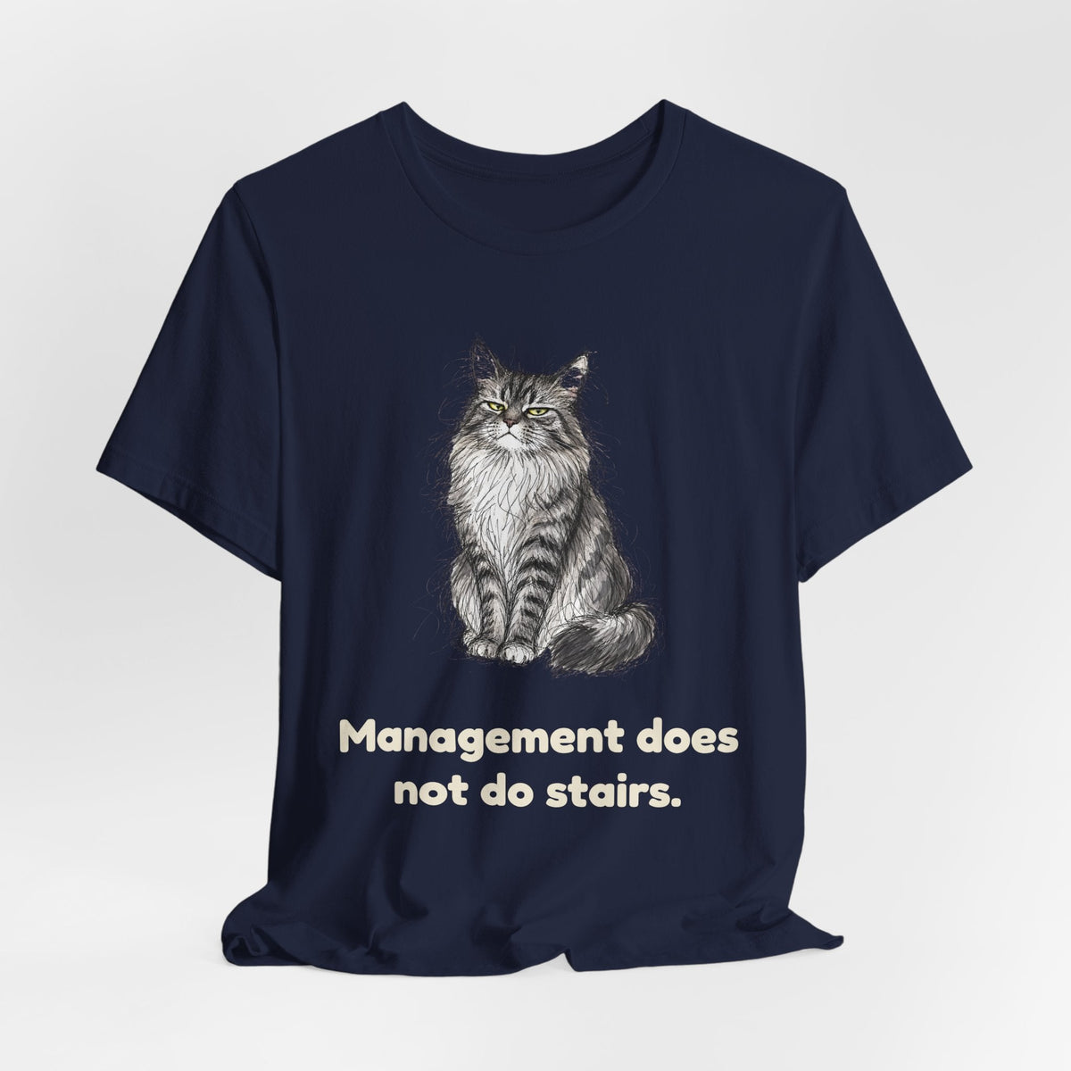 Management Does Not Do Stairs — Funny Maine Coon Cat T-Shirt