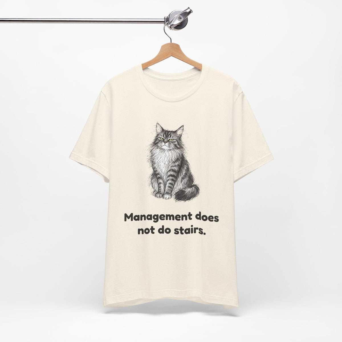 Management Does Not Do Stairs — Funny Maine Coon Cat T-Shirt