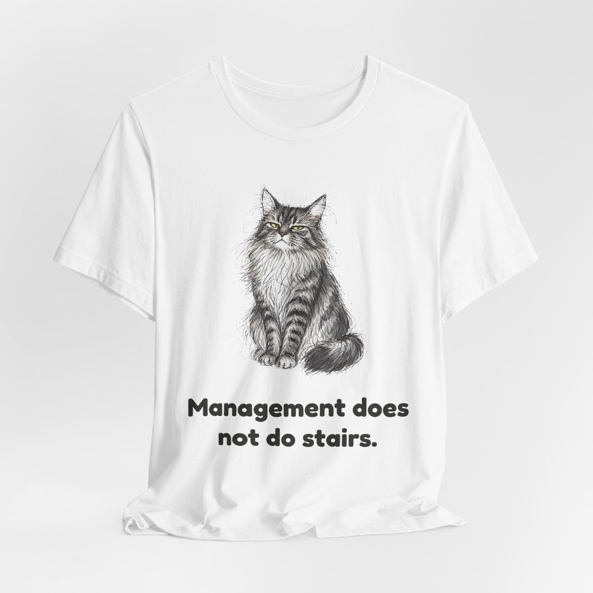 Management Does Not Do Stairs — Funny Maine Coon Cat T-Shirt
