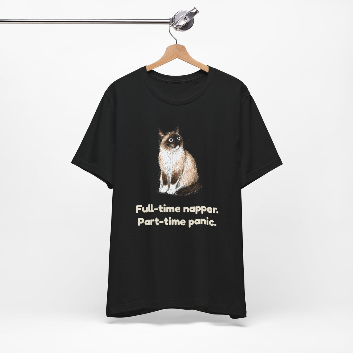 Full-Time Napper. Part-Time Panic. — Funny Snowshoe Cat T-Shirt