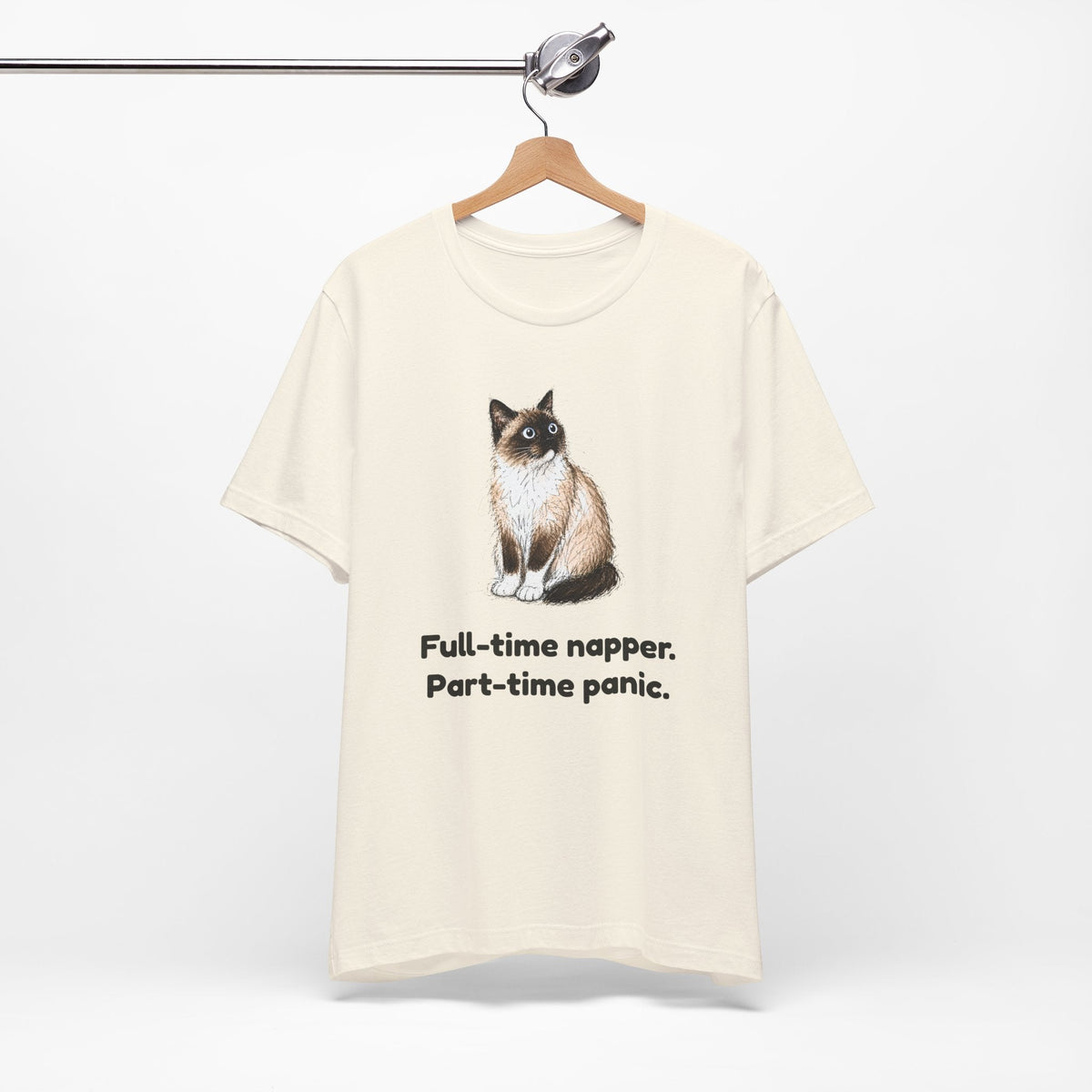 Full-Time Napper. Part-Time Panic. — Funny Snowshoe Cat T-Shirt