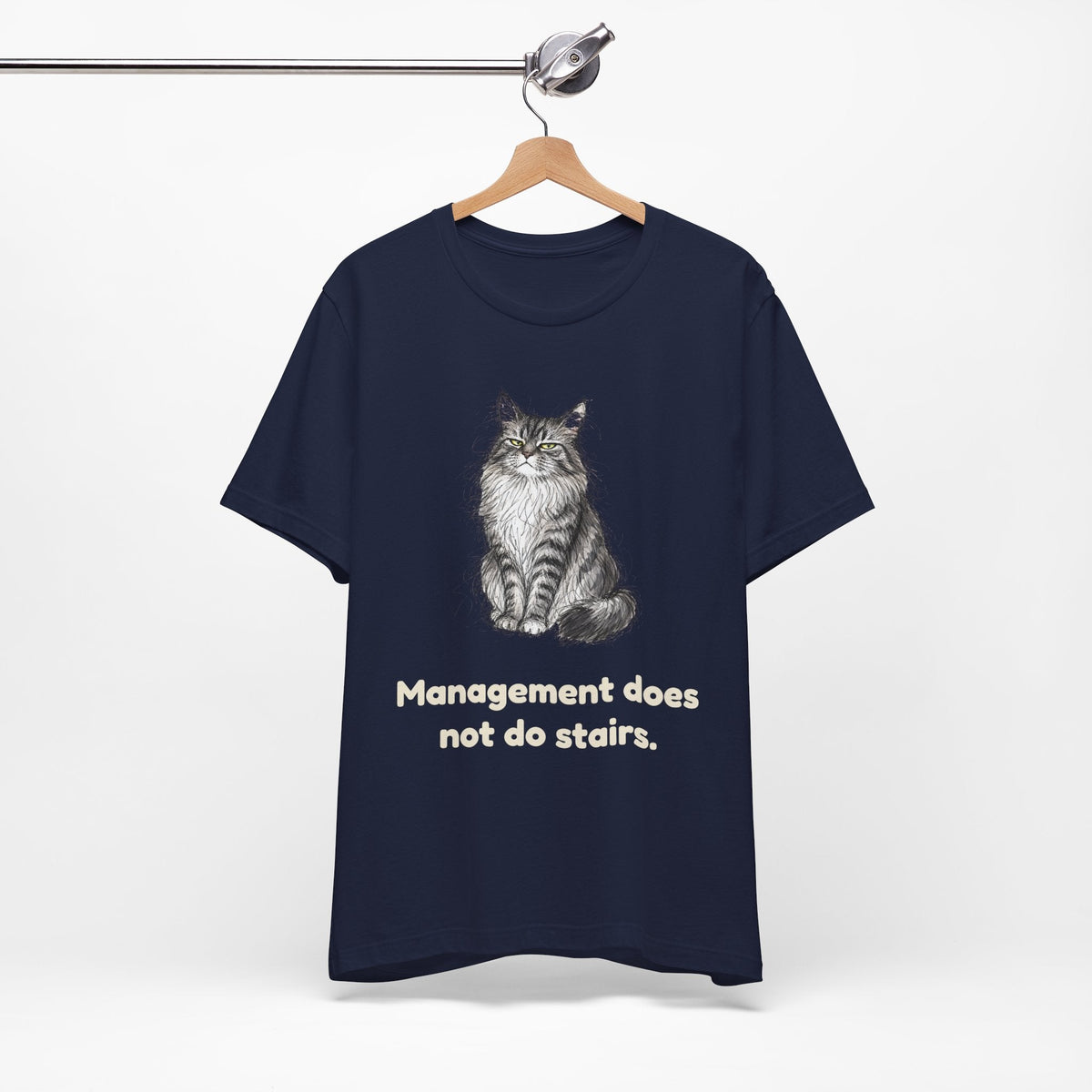Management Does Not Do Stairs — Funny Maine Coon Cat T-Shirt