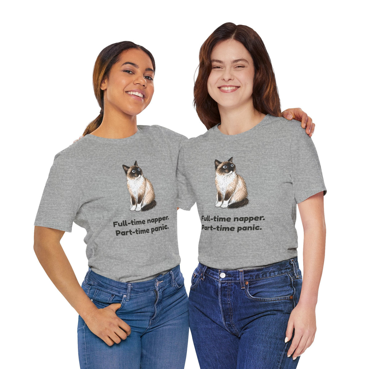 Full-Time Napper. Part-Time Panic. — Funny Snowshoe Cat T-Shirt