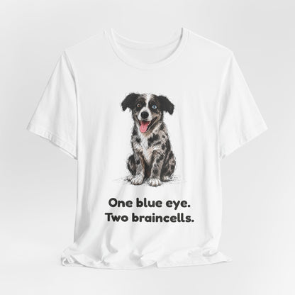 One Blue Eye. Two Braincells. — Funny Heterochromia Dog T-Shirt